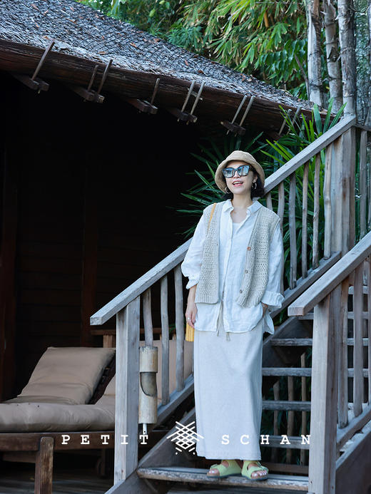 Petit Schan小闪 CLO#1056 Leeway 有余地 亚麻棉混纺针织面料松紧腰长半裙 商品图4