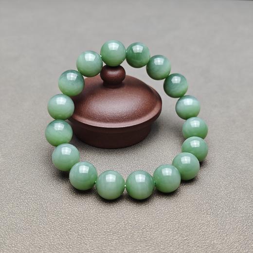 精品！和田玉俄碧粉绿猫眼12mm手串 228-19 商品图3