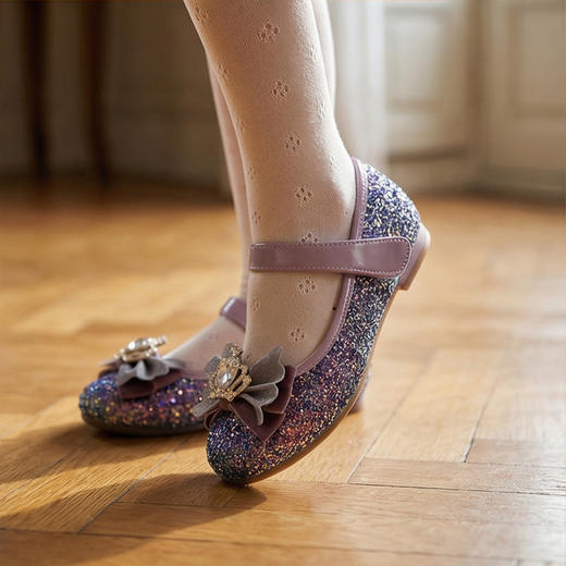 西班牙Little winkaa女童水钻皇冠蝴蝶结爱心跟单鞋公主鞋PB21004 商品图12