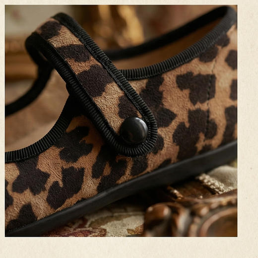 西班牙little winkaa女儿童夏季豹纹休闲风舞蹈鞋方头老北京布鞋浅口LW43058 商品图4