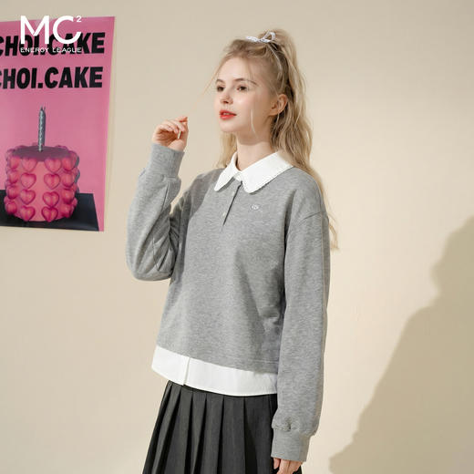 女装花边衬衫领拼接卫衣-37831W5232033 商品图0