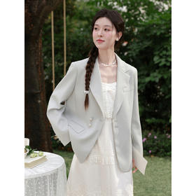 鹿向南「青雾松间」绿色通勤休闲西装外套女装春季高级感西服上衣