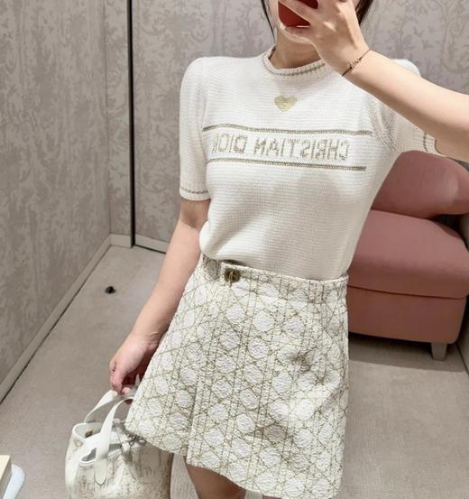 重磅 贸易公司渠道   CD爱心针织短袖  羊绒羊毛混纺纱  70/30羊毛羊绒  泡泡袖针织上衣  针织半袖衫 商品图2