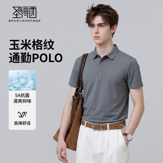【5A级抗菌】圣得西短袖男款polo衫2026新款春季商务绅士翻领T恤 商品图1