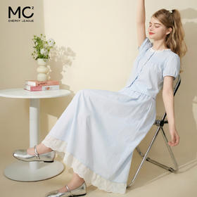 mc2女装蕾丝领拼接上衣配假两件半身裙套装两件套夏季新款设计感