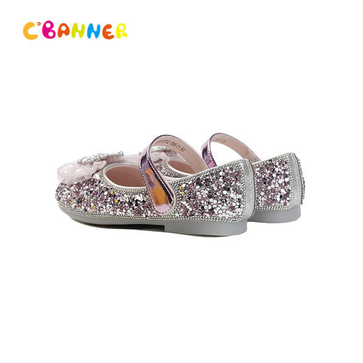 千百度2026春季童鞋公主风钻饰蝴蝶结梦幻细节公主鞋A26161013 商品图3