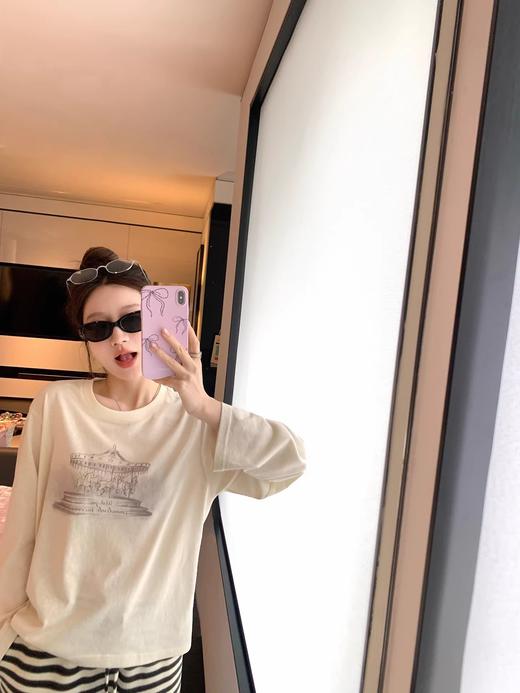 梦幻旋转木马Hip*sup针织雪花棉复古印花长袖T恤马 商品图8