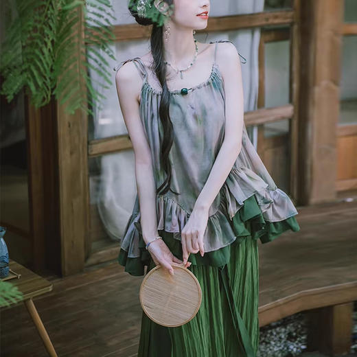 裁缝学苑AH125双层荷叶边大摆吊带国风改良宋裤阔腿裤套装纸样服装打板 商品图2