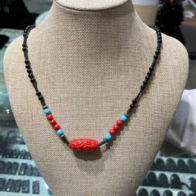 200元/条朱砂天珠项链