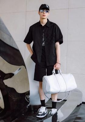 驴家 25ss植绒口袋印花短袖衬衫 男女同款（DY）