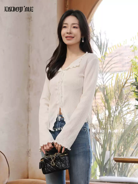 【门店同款】ENJOY春季“柔光芳序”温柔系带上衣 169099616