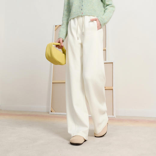 三彩2026春季新款休闲裤高腰宽松直筒裤垂感长裤显瘦M 商品图1