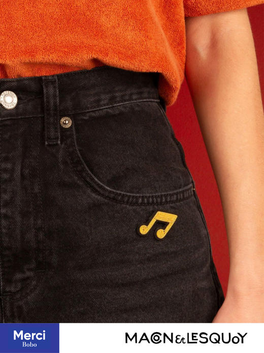 Macon&Lesquoy法国原创设计 二分音符 音乐系列 M&L刺绣手工饰品胸针 商品图2