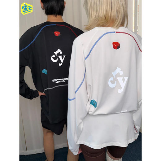 CryingCenter 速干瑙石三色力线立体气孔格跑步训练户外长袖 商品图1