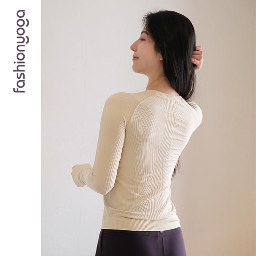 2026春夏F12383凡圣瑜伽Q弹条纹一体织长袖（不含胸垫） 商品图11