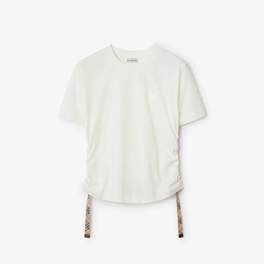 BURBERRY 巴宝莉 女士马术骑士徽标刺绣 Festival 棉质圆领短袖T恤 白色 8109184 B8764 商品图0