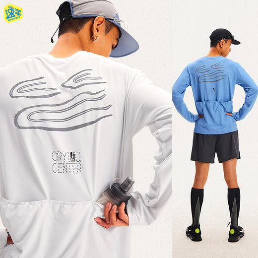 CryingCenter 3C河流波点水纹3M反光宽松运动速干骑行长袖T恤男女 商品图0