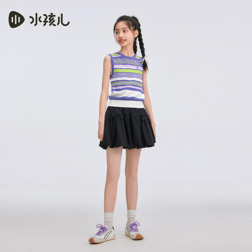 水孩儿童装女童背心2026夏季新款弹力无袖T恤条纹大童马甲上衣 商品图2