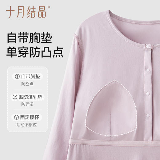 【满99-20/199-50】孕妇睡裙带胸垫纯棉哺乳睡衣前开扣待产裙月子服连衣裙 商品图1