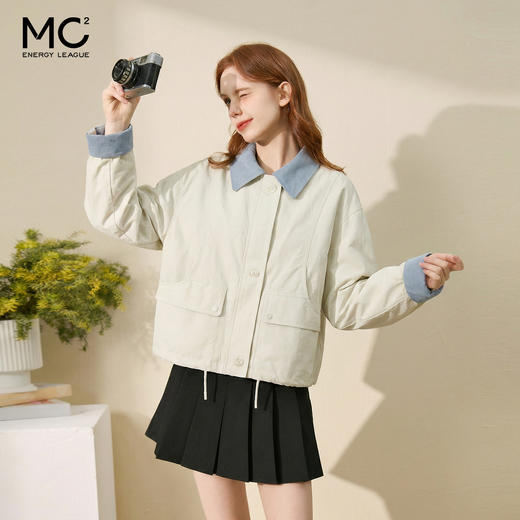 女装撞色条绒翻领短款外套-C003J5212011 商品图3