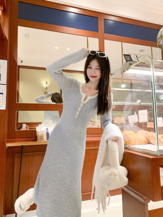 <曾小咸推荐>3.4现货秒杀 ！微信超特价！韩系V领针织连衣裙 日常199.99 立减100 秒杀99.99！！ 商品图11