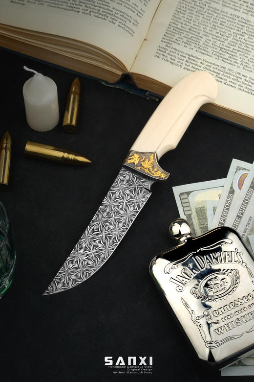 三希堂  现代刀系列  错金卷草小猎  未开刃 商品图0