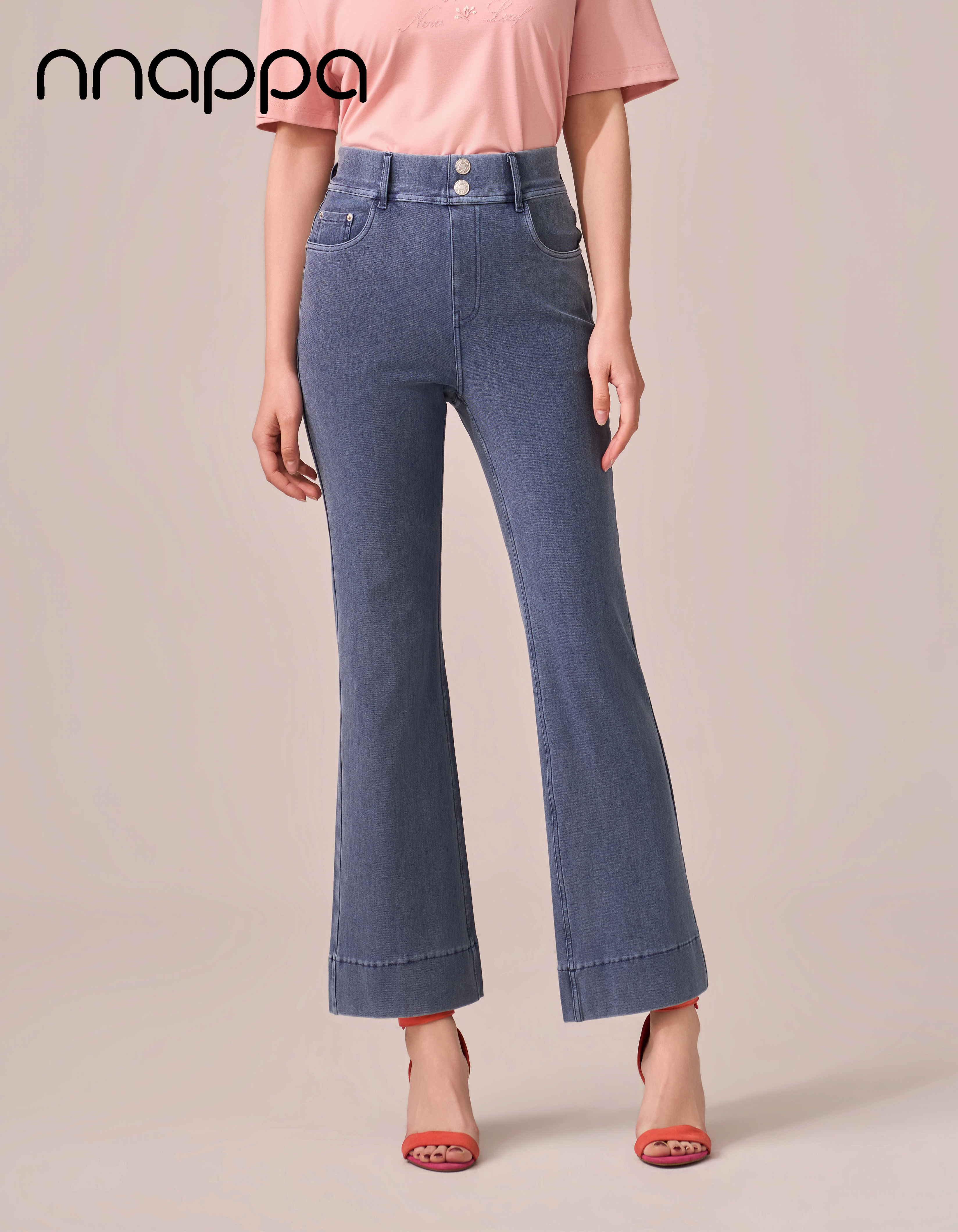 26春夏新款3A抗菌八分时尚微喇裤PA29407