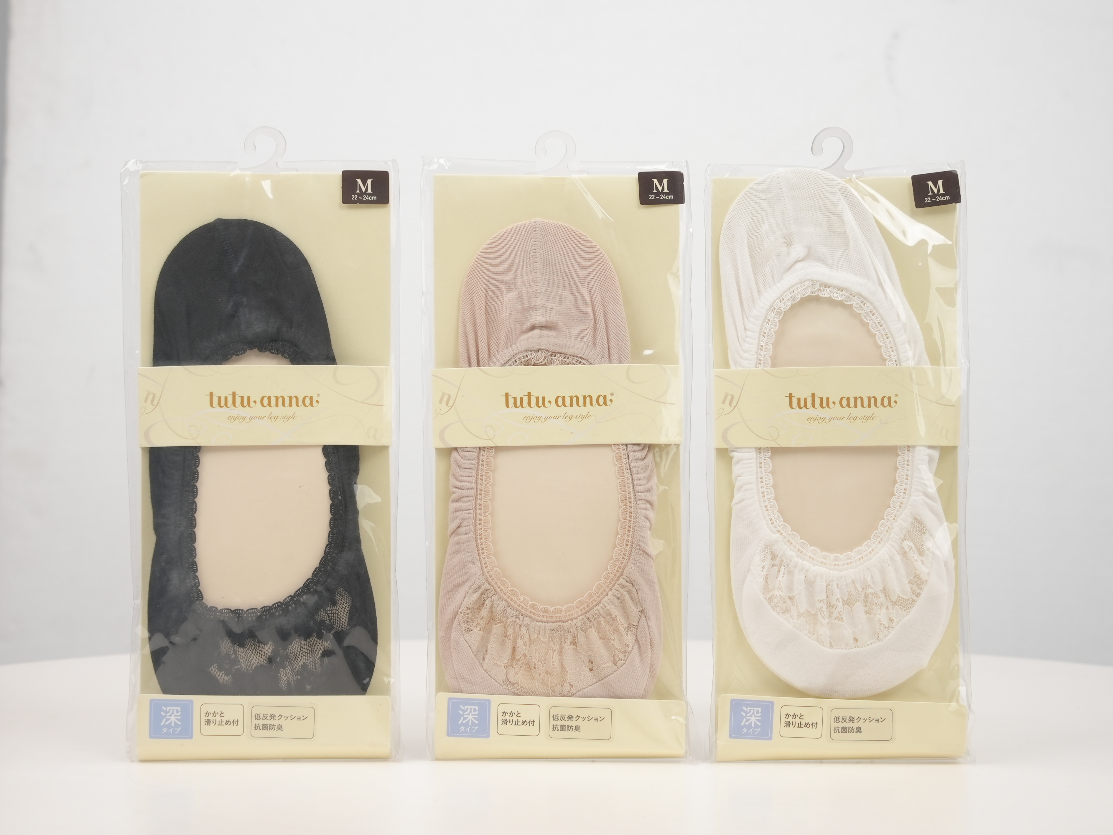 TUTUANNA 夏季女式船袜（蕾丝） 3色/组