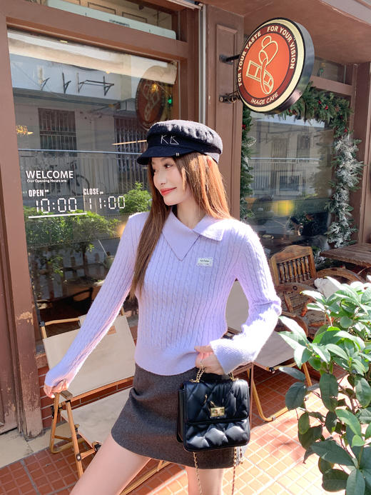 <曾小咸推荐>3.4现货秒杀 ！微信超特价！韩系翻领收腰针织衫 日常169.99 立减80 秒杀89.99！！ 商品图9