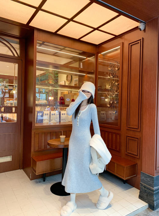 <曾小咸推荐>3.4现货秒杀 ！微信超特价！韩系V领针织连衣裙 日常199.99 立减100 秒杀99.99！！ 商品图6