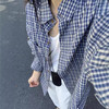 【韩系慵懒氛围❗️复古蓝白格纹宽松衬衫】经典蓝白小格纹，自带韩系慵懒氛围，不挑穿搭风格，轻松穿出随性松弛的日常感，落肩设计包容肩宽，适度放量不压个子，休闲格纹外套宽松外搭衬衣L★美物社 商品缩略图1