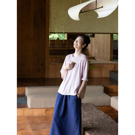 牧衣游原创 手工刺绣桑蚕丝衬衫新款炒色百搭古朴真丝衬衣 初朴 商品图2