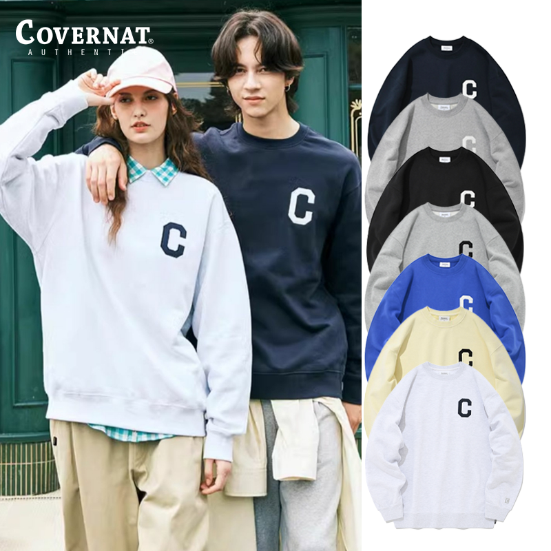 Covernat韩国潮牌卫衣男女情侣款C标圆领套头宽松休闲上衣春秋新CO0000CR01