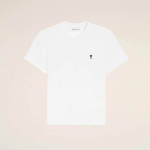 AMI PARIS 男士心形徽标刺绣棉质圆领短袖T恤 白色 HTS346 724 100 商品图0