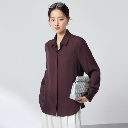QS高档桑蚕丝衬衫26春弹力双乔通勤百搭衬衣垂坠上衣舒适2783 商品图1