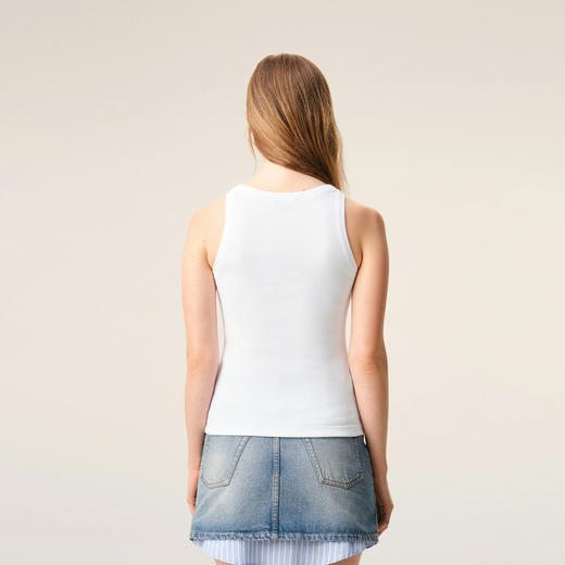 AMI PARIS 女士心形徽标棉质罗纹背心 白色 FTP811 JE0117 100 商品图2