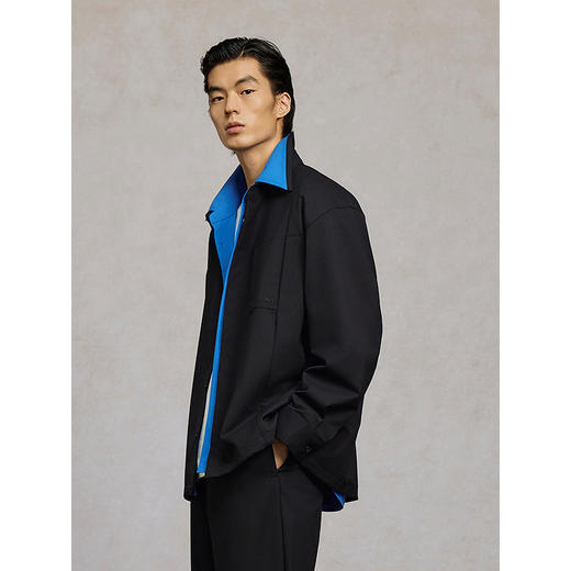 GXG男装 黑色不对称剪裁宽松翻领长袖衬衫 25春季热卖G25X031024 商品图3