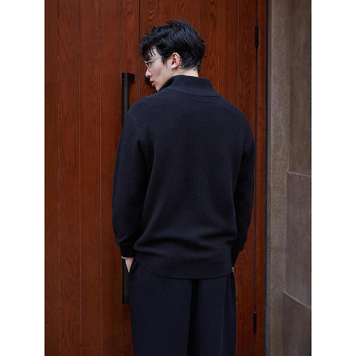 GXG男装 半开襟高领毛衫暗纹提花针织衫通勤毛衣 2025年冬季热卖 商品图4