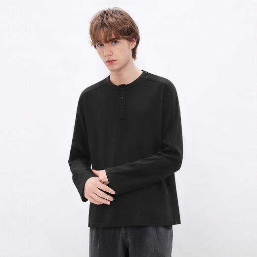 gxgjeans男装 多色基础亨利领宽松长袖T恤打底男士 26春新品 商品图3