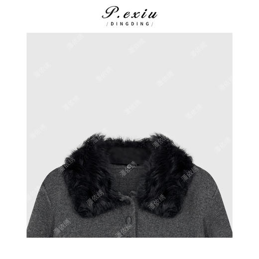 03-2潘依绣丁丁宠粉绵羊毛极简主义可拆卸小湖羊毛领长袖针织开衫Q43547 商品图2