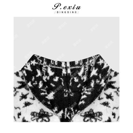 03-2潘依绣丁丁宠粉韩系复古撞色提花氛围感蝙蝠袖V领针织开衫Q63248 商品图2