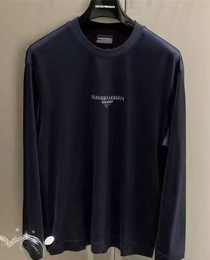 33-3 渠道圆正 ea春夏秋基础款 撞色字母 丝光棉 圆领长袖T恤 内搭外穿 老朱穿L 商品图7