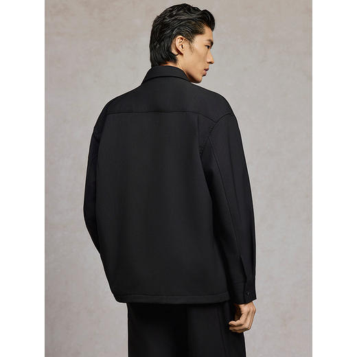 GXG男装 黑色不对称剪裁宽松翻领长袖衬衫 25春季热卖G25X031024 商品图4