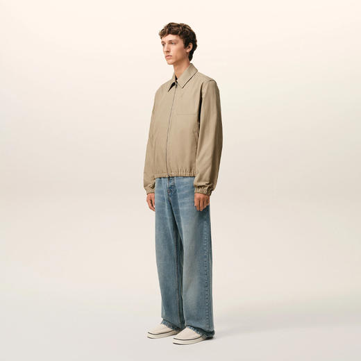 AMI PARIS 男士心形徽标刺绣棉质斜纹布拉链外套 灰褐色 HJK884 CO0132 A036 商品图4