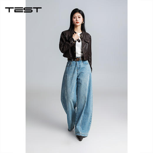 春上新美式复古弯刀裤显瘦宽松阔腿牛仔裤3261014 商品图2