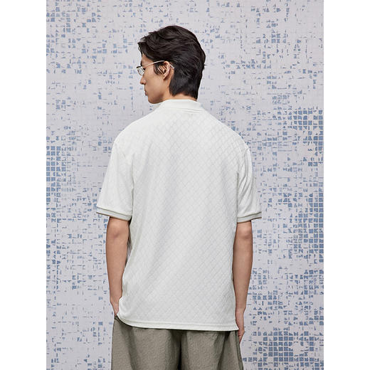 GXG男装 肌理提花polo衫男士上衣简约翻领通勤短袖T恤 25夏季热卖 商品图3