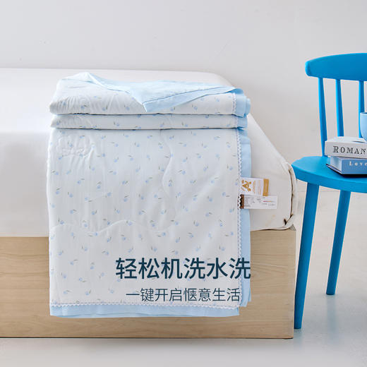 【脱脂棉花夏薄被】/空调被 【会员专享】多喜爱 晚风花信棉花夏薄被芯/空调被（慕斯粉/品月蓝）【花边&出芽】【100%新疆棉】【升级脱脂棉】【提花面料】【A类抑菌】多层铺垫超柔水洗 商品图11