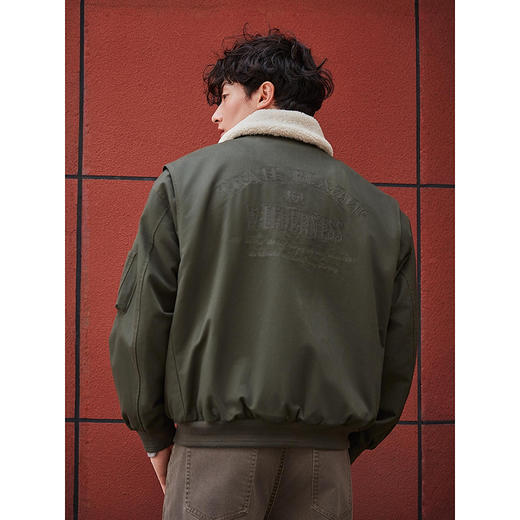GXG男装 复古仿羊毛羔领工装夹克休闲棉服刺绣外套 25年冬季热卖 商品图4
