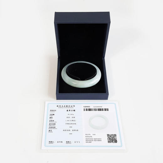 【天然正品】A货翡翠 天然正桩细腻无纹裂糯种飘绿地55.5号翡翠手镯 140226NJT24 商品图1