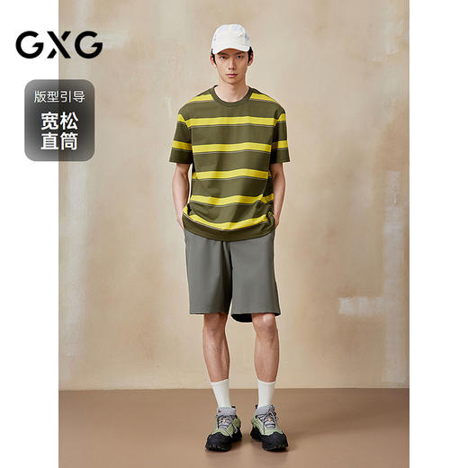 GXG男装 四面弹休闲西裤含桑蚕丝通勤短裤25年夏季热卖 G25X222036 商品图1